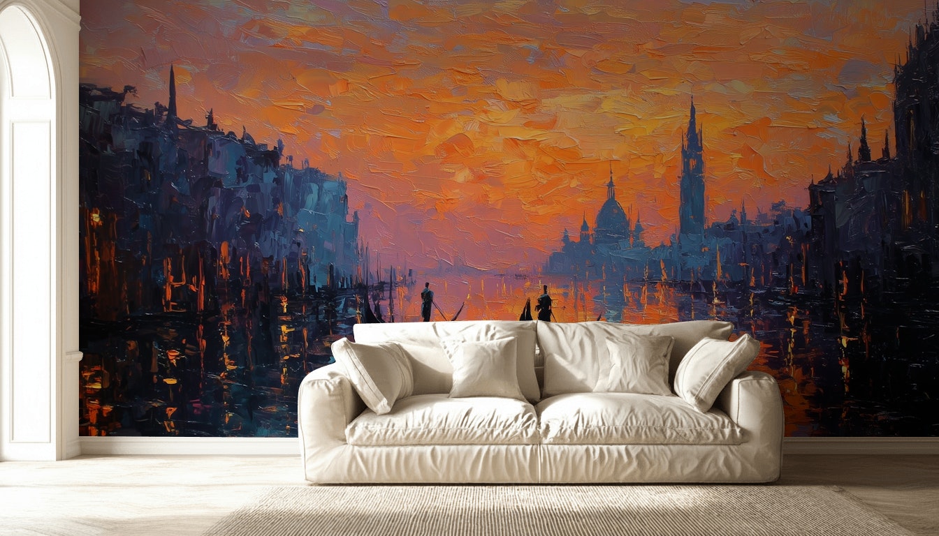 Venice Wallpaper Sunset Removable Gondolas Wall Mural