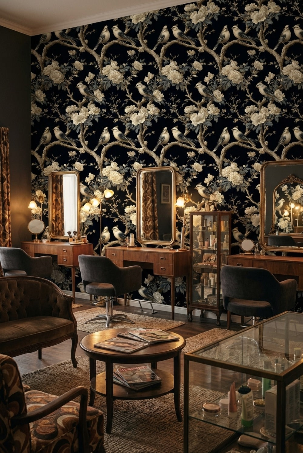 Floral Wallpaper Birds Elegant Removable Wall Decor