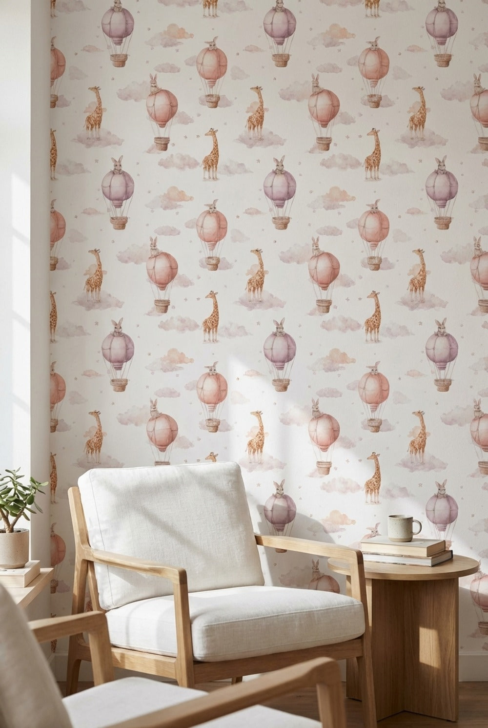 Whimsical Wallpaper Hot Air Balloons Removable Animals Wall Mural