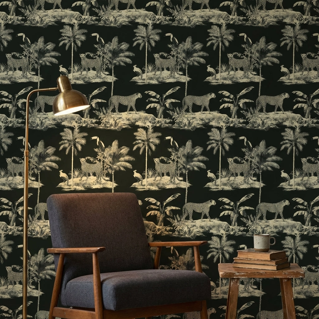 Tropical Birds Wallpaper Leopard Vintage Wall Mural