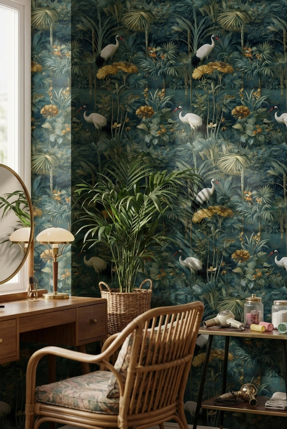 Tropical Birds Wallpaper Palm Leaves Removable Floral Wall Mural