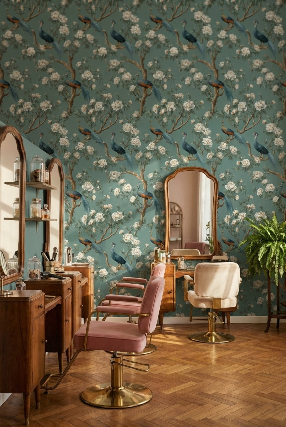 Floral Wallpaper Birds Removable Traditional Wall Mural