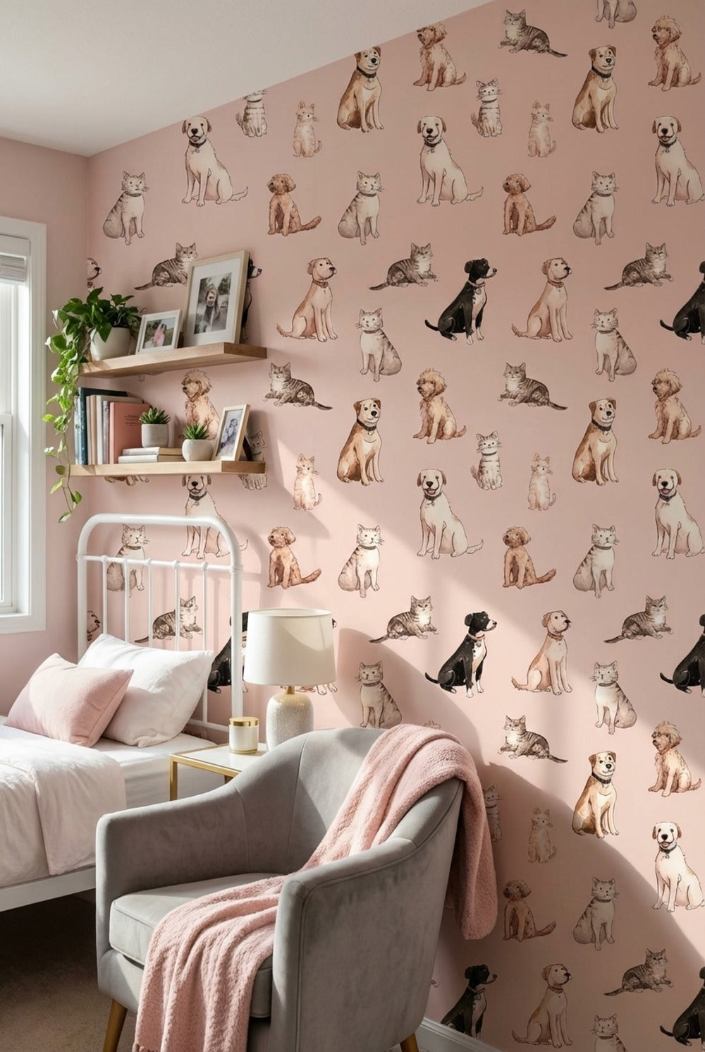 Cats Wallpaper Dogs Watercolor Decorative Mural