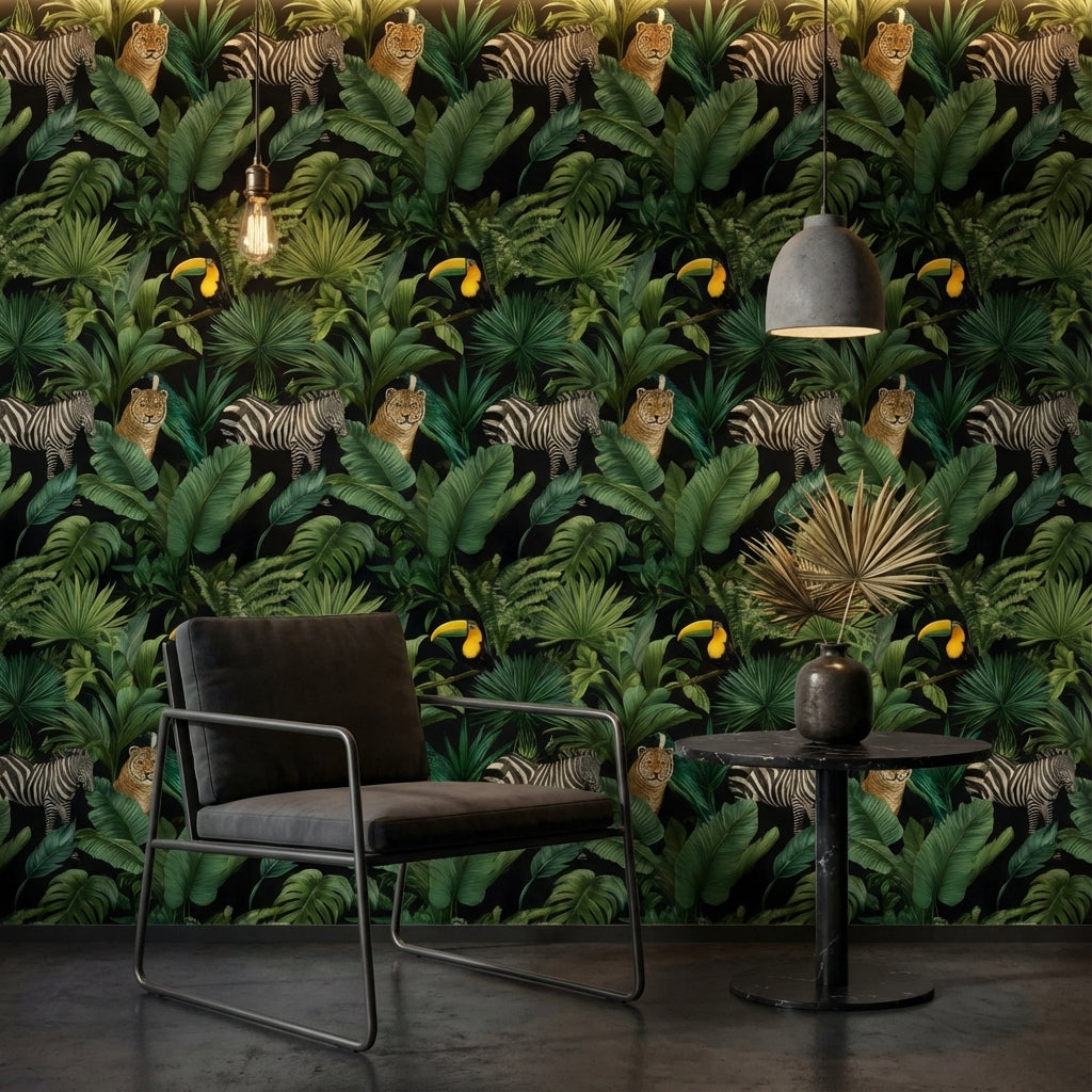 Shades Of Green Wallpaper Tropical Removable Animal Wall Mural