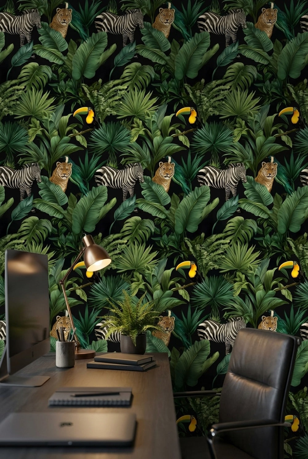 Shades Of Green Wallpaper Tropical Removable Animal Wall Mural