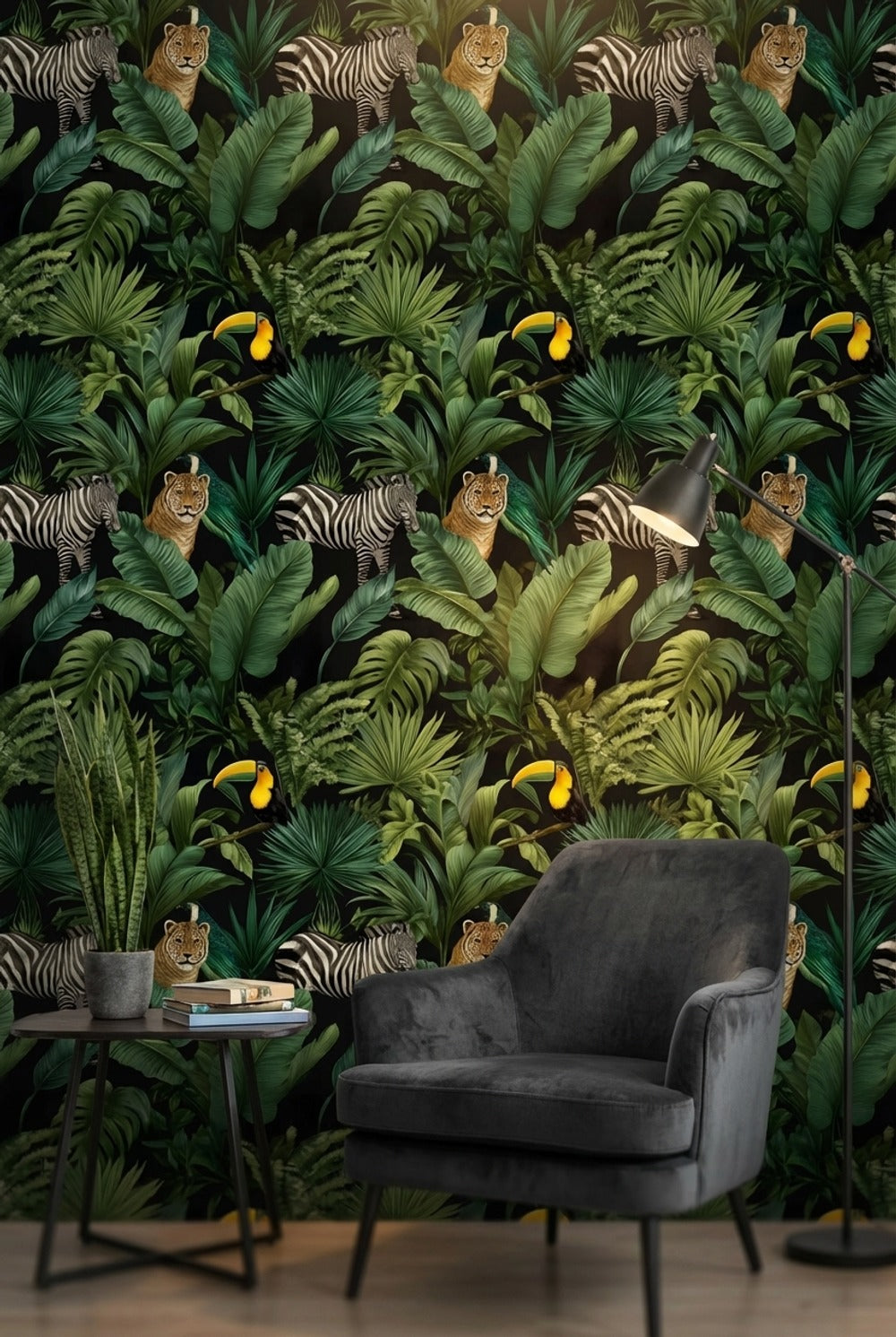 Shades Of Green Wallpaper Tropical Removable Animal Wall Mural