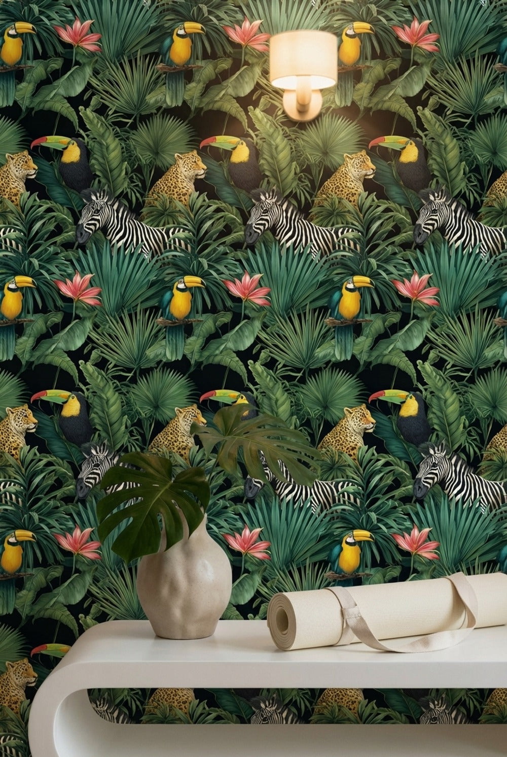Tropical Wallpaper Jungle Animals Removable Wall Decor