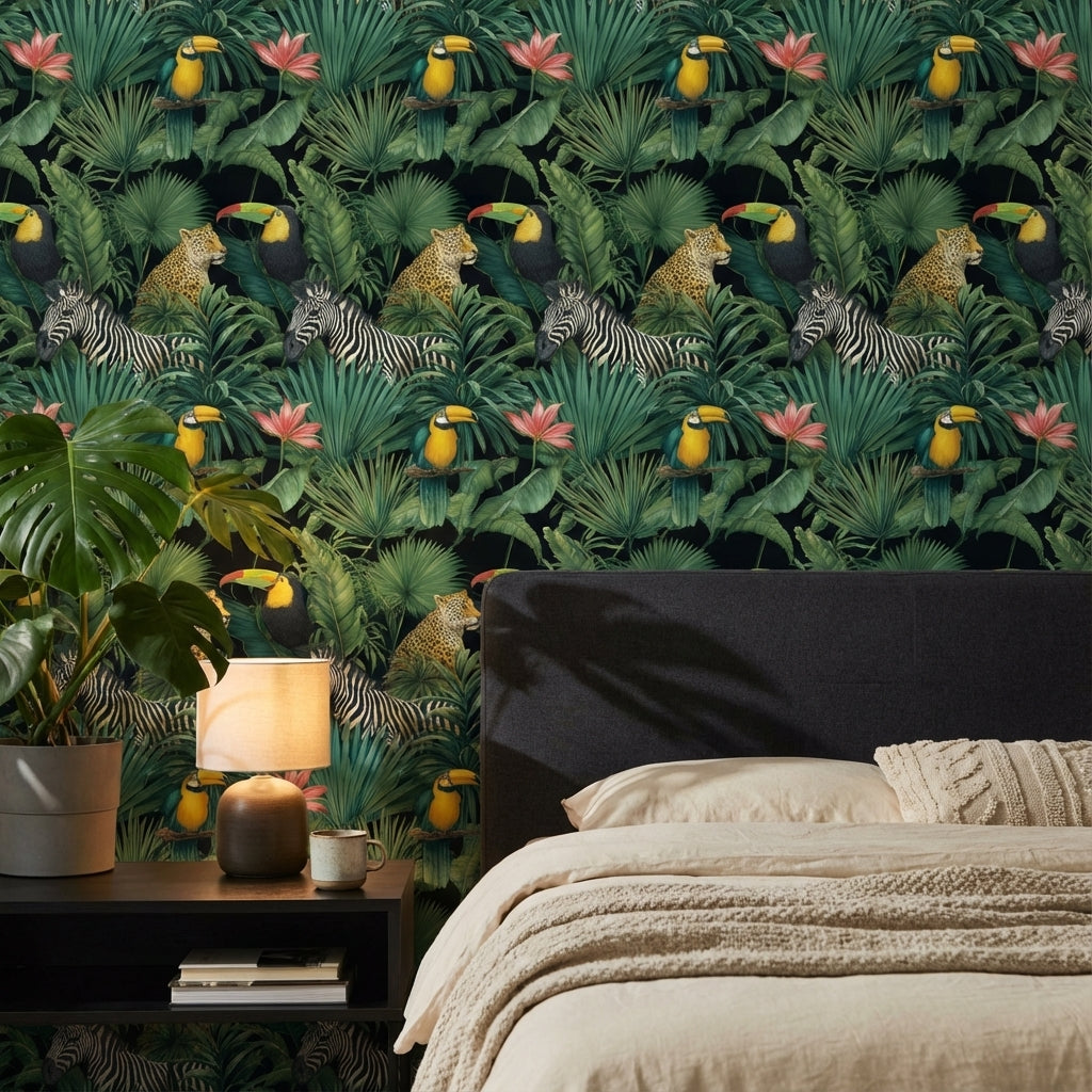 Tropical Wallpaper Jungle Animals Removable Wall Decor