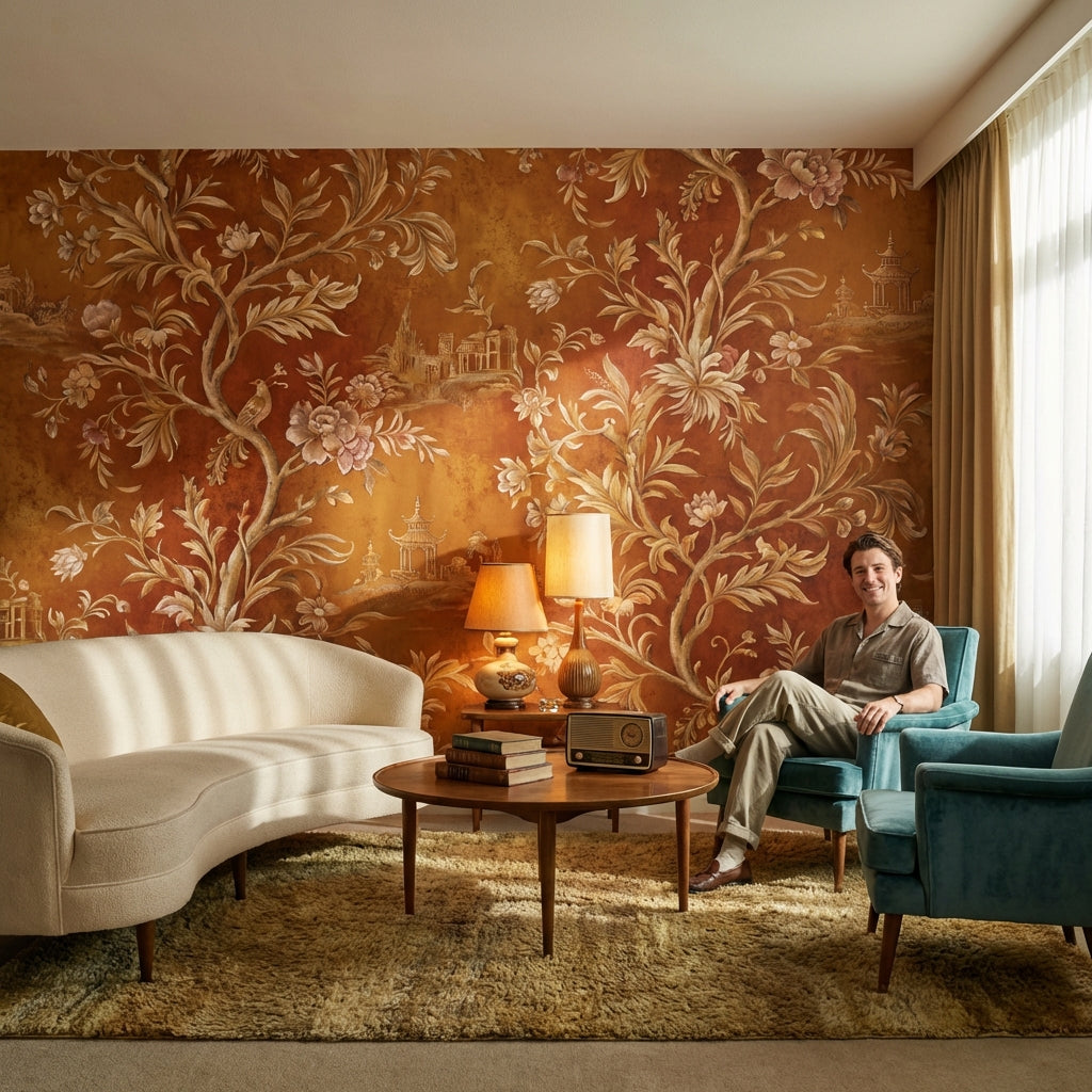 Floral Vintage Wallpaper Traditional Exotic Wall Mural