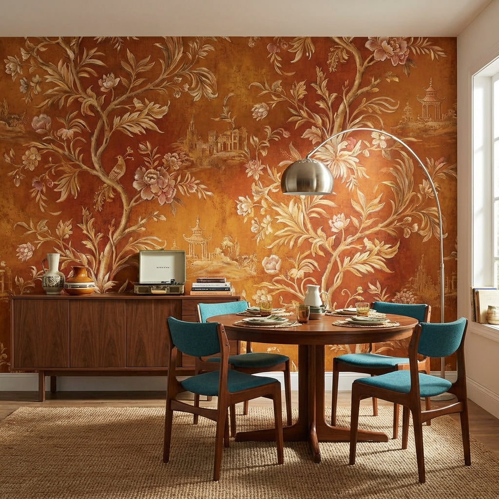 Floral Vintage Wallpaper Traditional Exotic Wall Mural