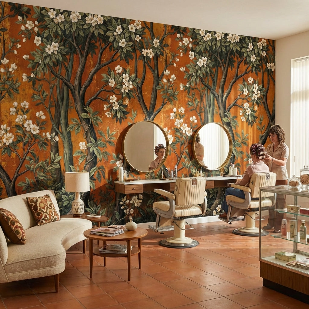 Vintage Floral Wallpaper Natural Trees Wall Mural