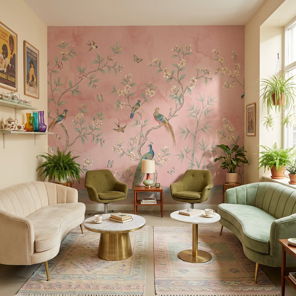 Chinoiserie Wallpaper Birds Floral Wall Mural