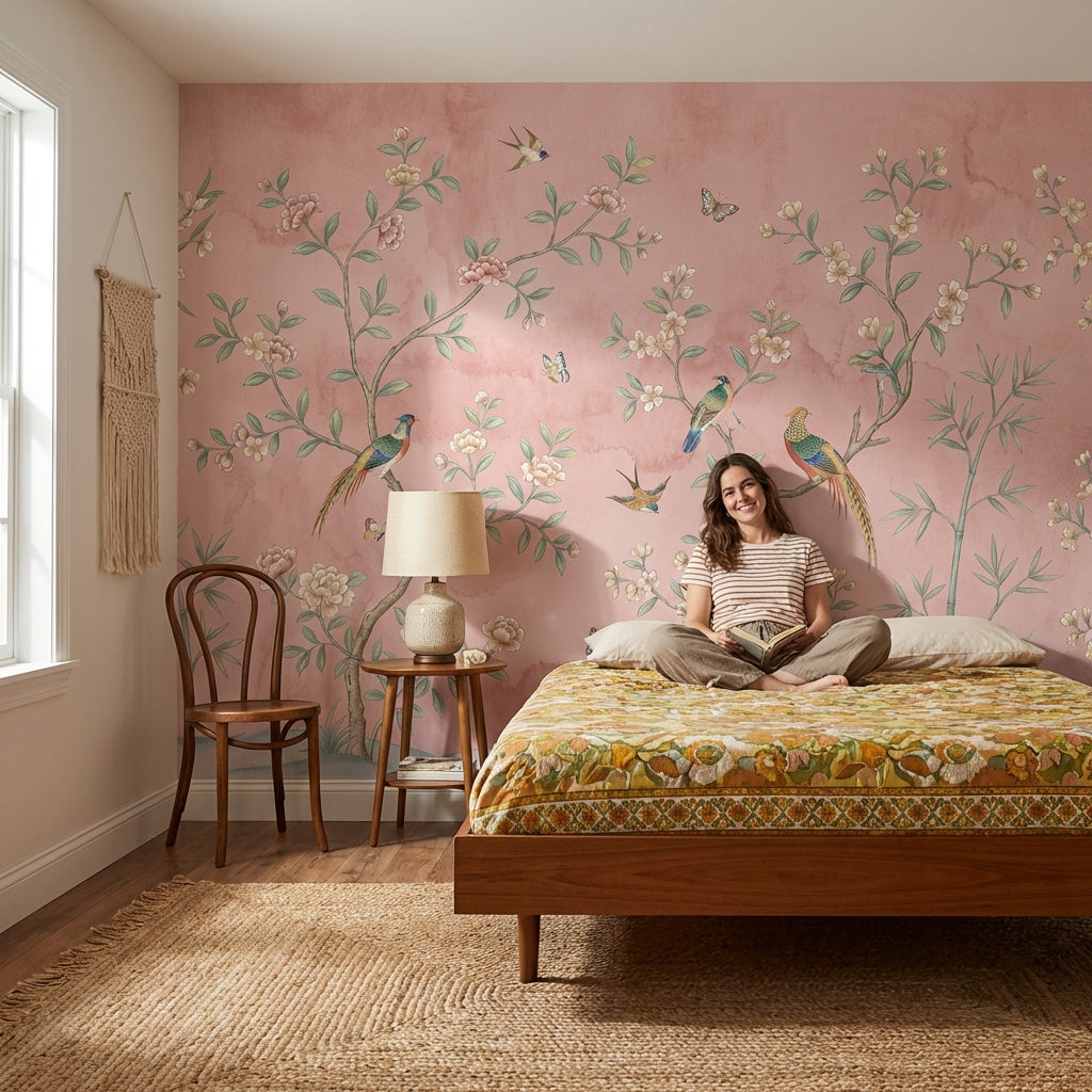 Chinoiserie Wallpaper Birds Floral Wall Mural