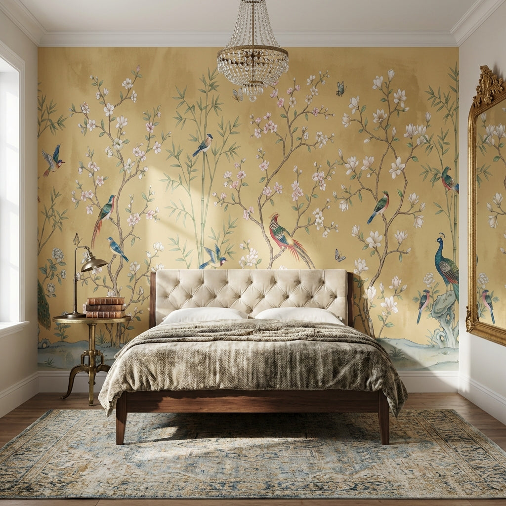 Oriental Wallpaper Birds Floral Wall Mural
