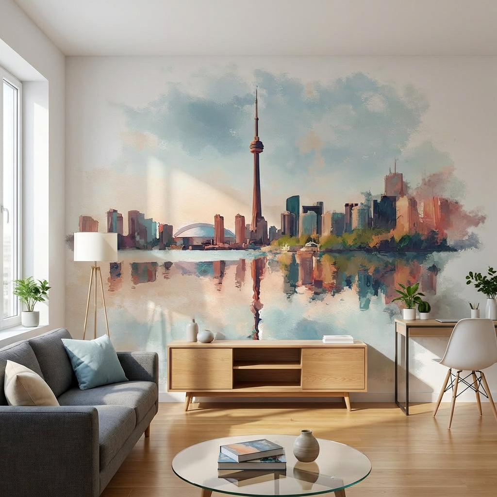 Cityscape Wallpaper Watercolor Abstract Wall Decor