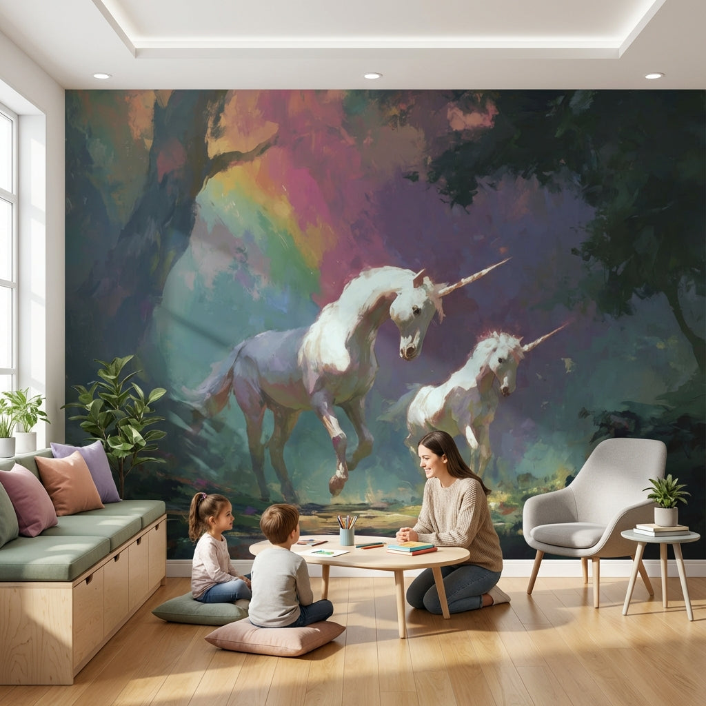 Unicorns Wallpaper Fantasy Removable Rainbow Wall Mural