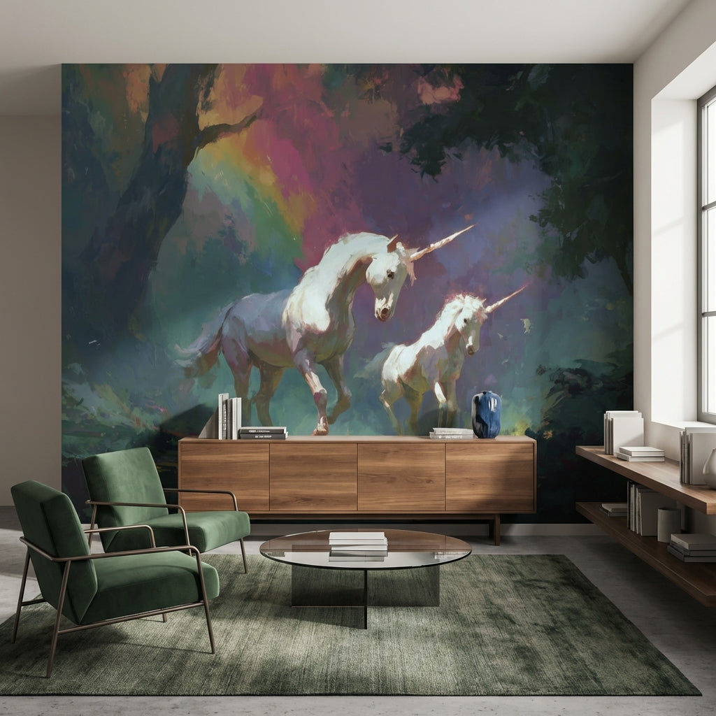 Unicorns Wallpaper Fantasy Removable Rainbow Wall Mural