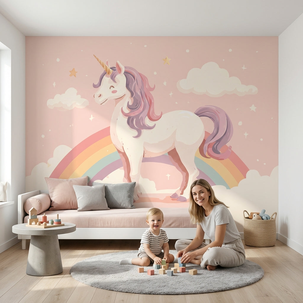 Unicorn Wallpaper Rainbow Magical Removable Wall Decor