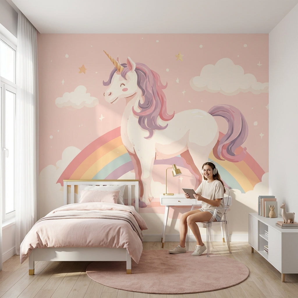 Unicorn Wallpaper Rainbow Magical Removable Wall Decor