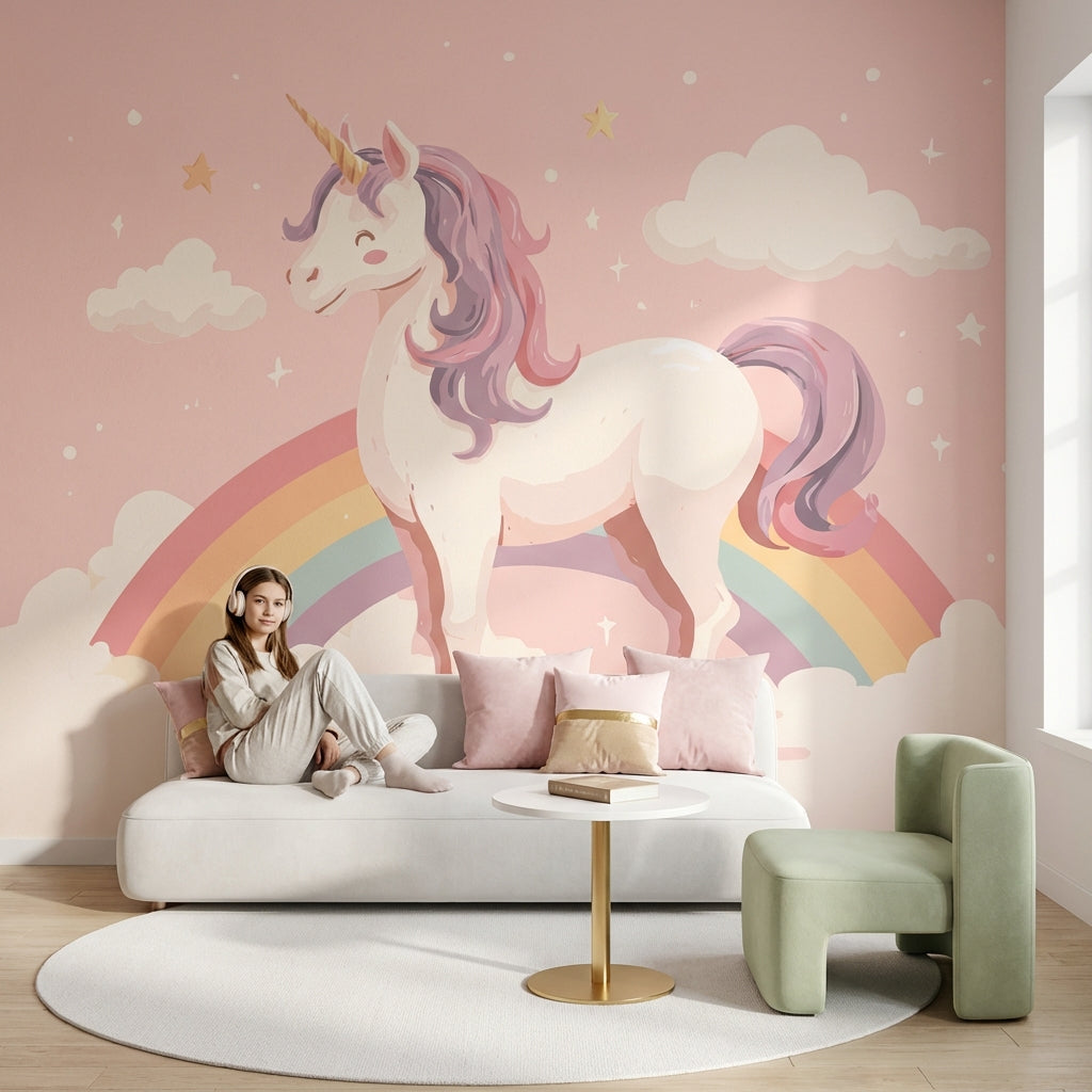 Unicorn Wallpaper Rainbow Magical Removable Wall Decor