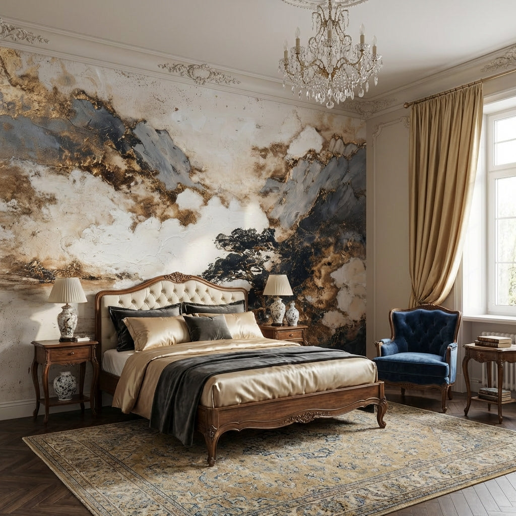 Abstract Landscape Wallpaper Mountains Clouds Mural