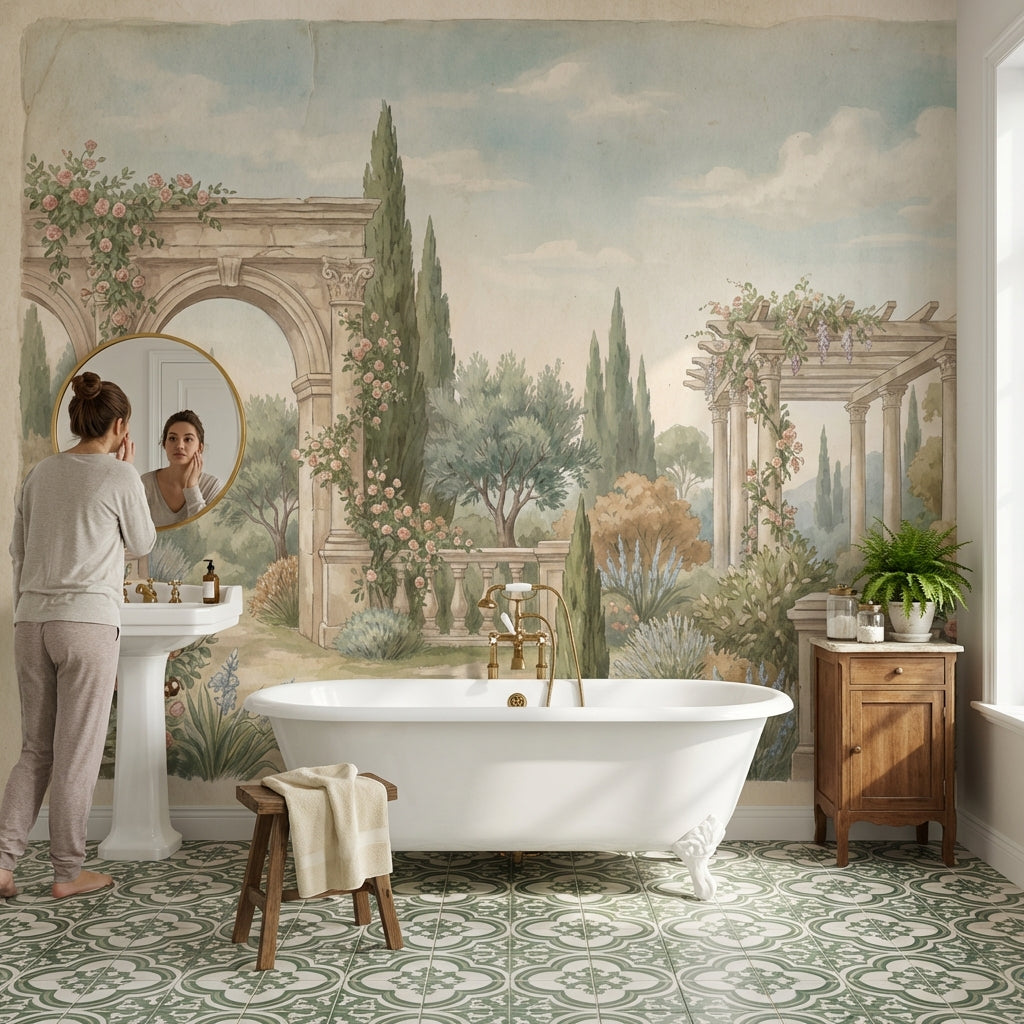 Vintage Garden Wallpaper Greenery Floral Wall Mural