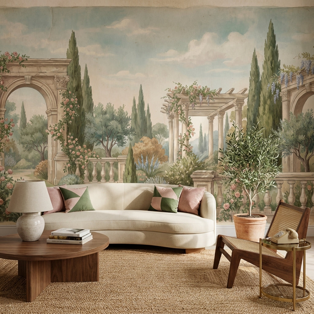 Vintage Garden Wallpaper Greenery Floral Wall Mural