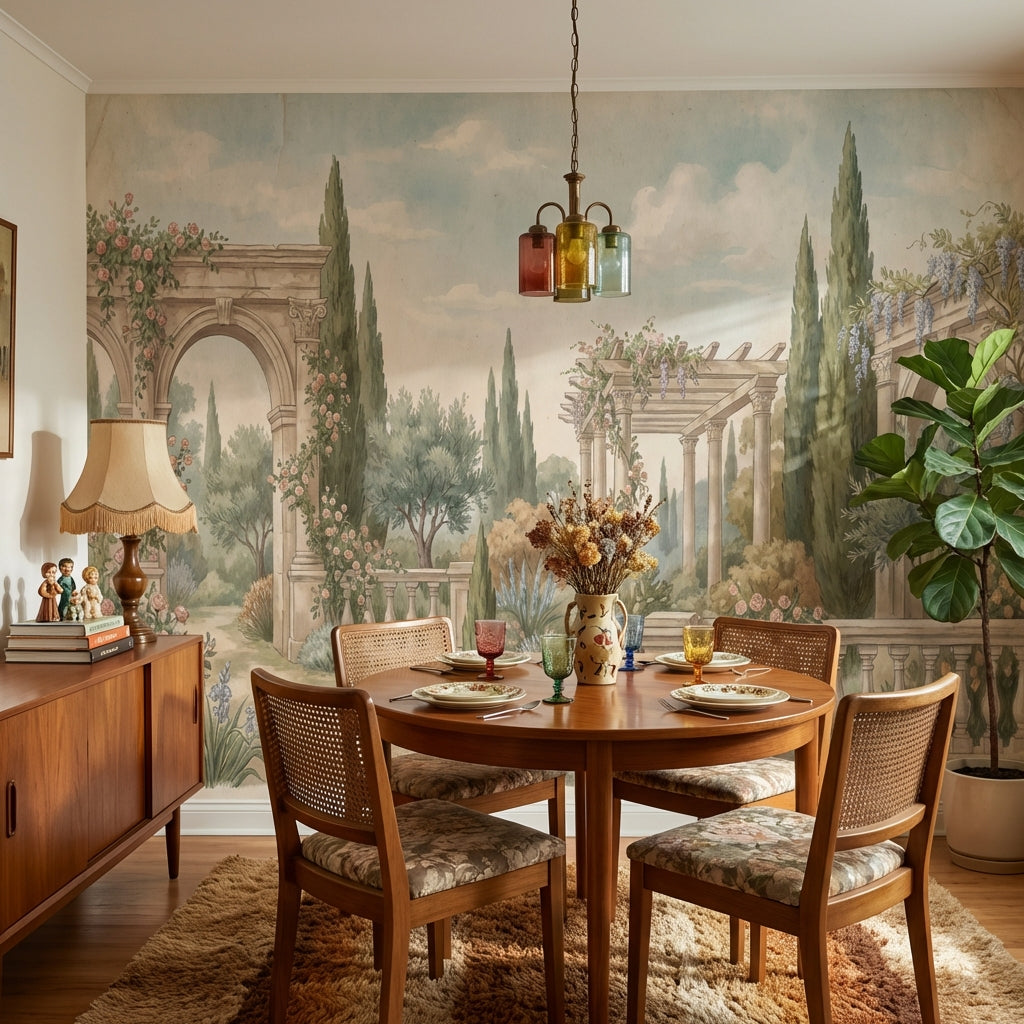 Vintage Garden Wallpaper Greenery Floral Wall Mural