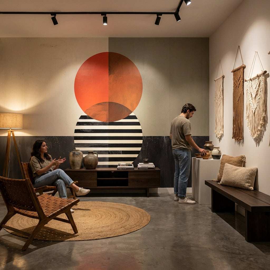 Abstract Wallpaper Geometric Minimalist Wall Decor