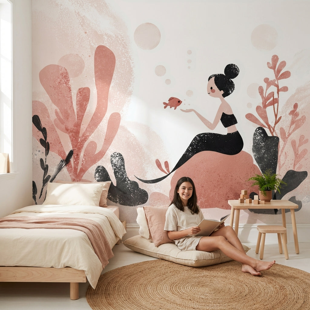 Underwater Mermaid Wallpaper Abstract Aquatic Wall Mural