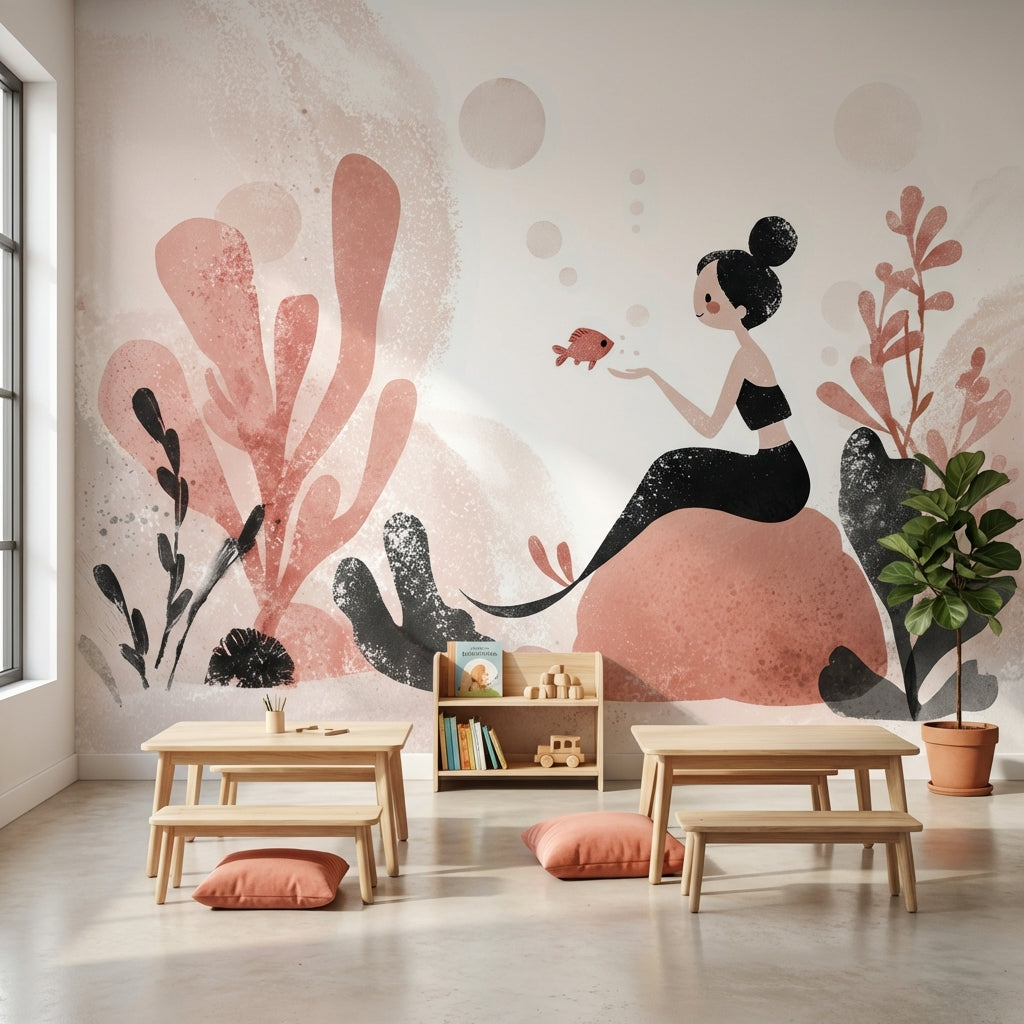 Underwater Mermaid Wallpaper Abstract Aquatic Wall Mural