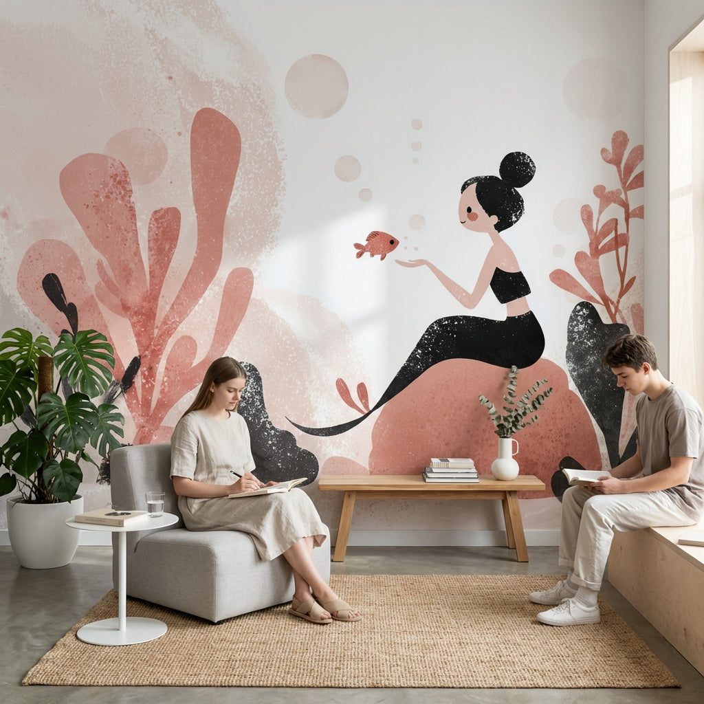 Underwater Mermaid Wallpaper Abstract Aquatic Wall Mural