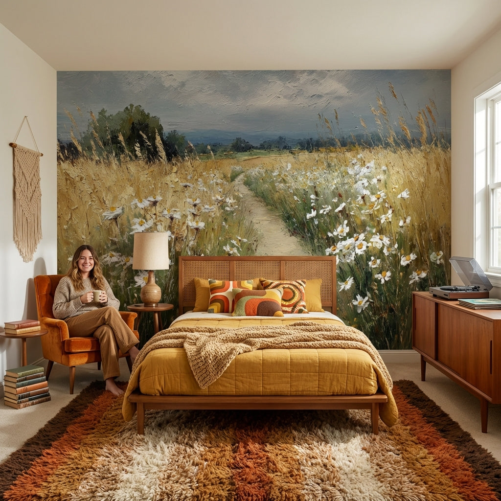 Landscape Wallpaper Wildflowers Removable Path Wall Mural