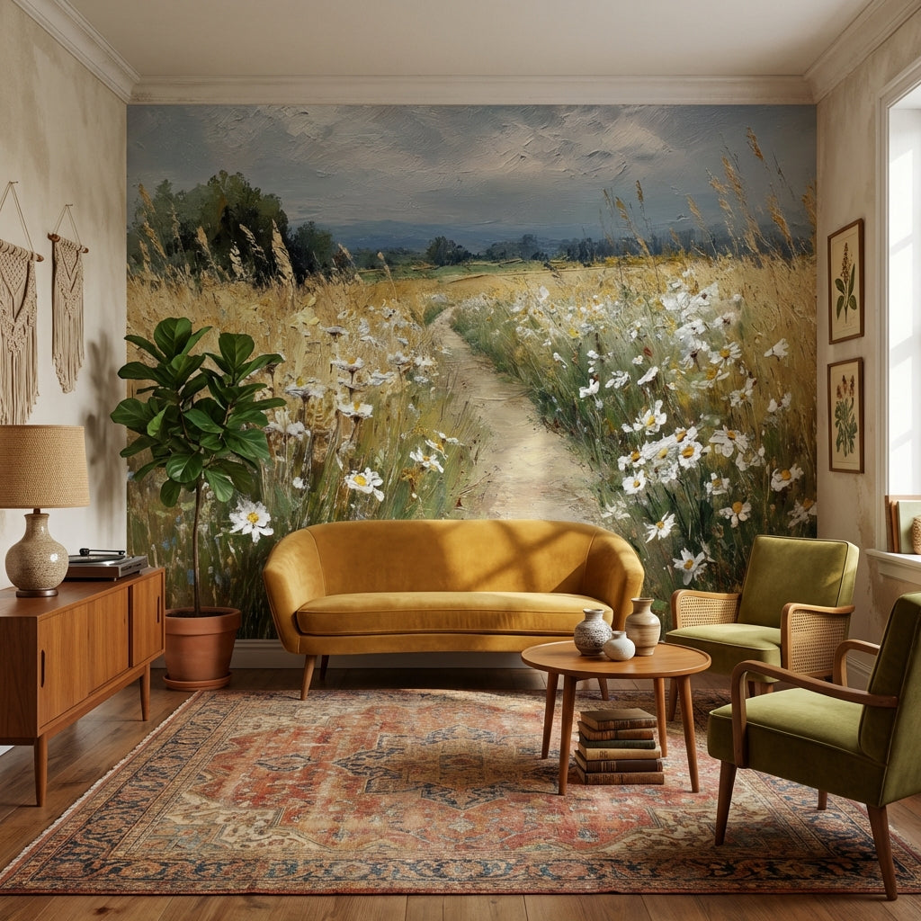 Landscape Wallpaper Wildflowers Removable Path Wall Mural