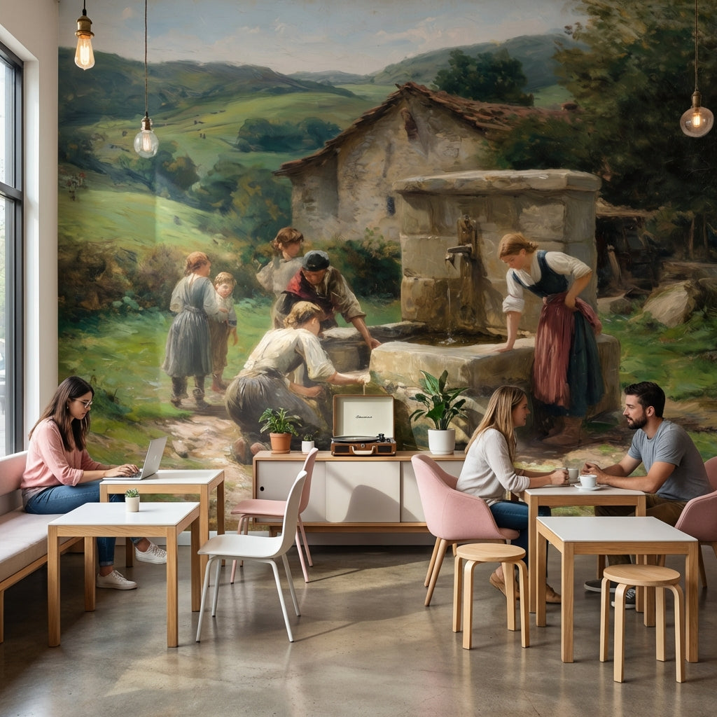 Countryside Wallpaper Vintage Removable Green Wall Mural