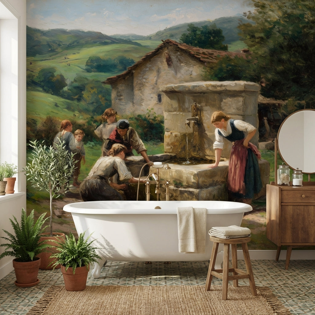 Countryside Wallpaper Vintage Removable Green Wall Mural