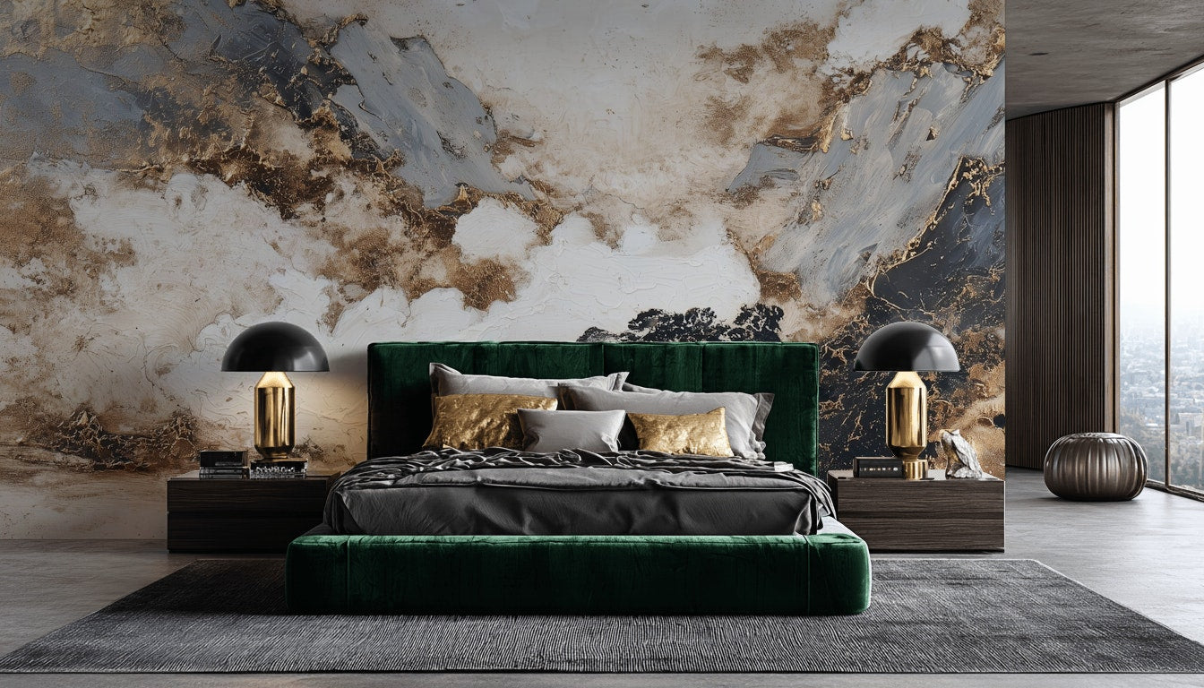 Abstract Landscape Wallpaper Mountains Clouds Mural