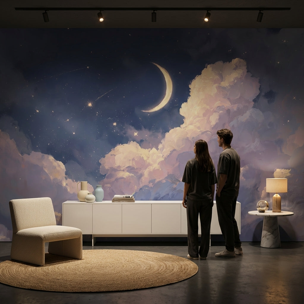 Moon Wallpaper Celestial Night Sky Removable Wall Decor