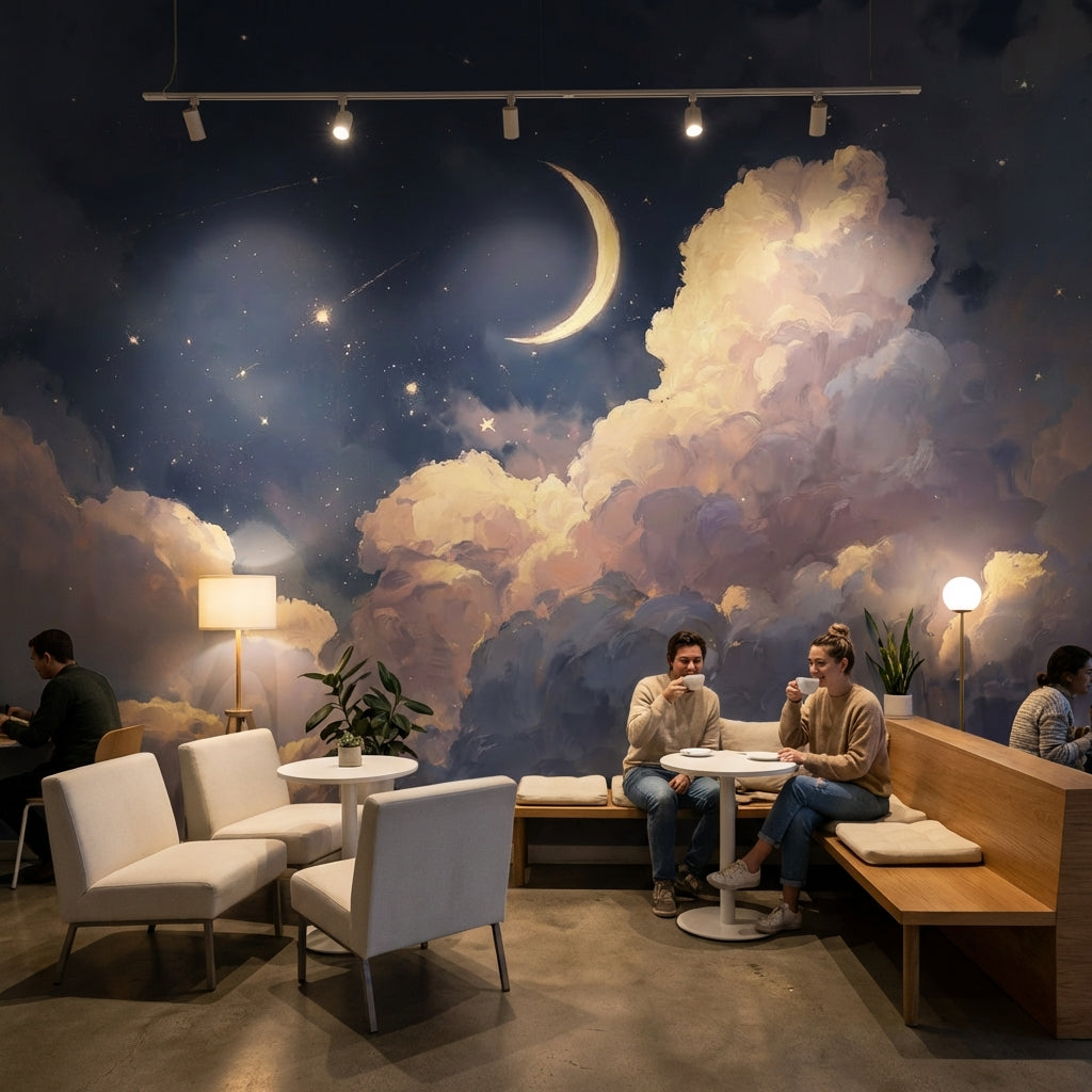 Moon Wallpaper Celestial Night Sky Removable Wall Decor