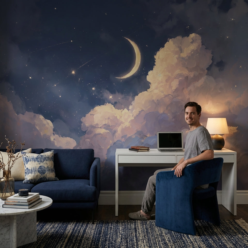 Moon Wallpaper Celestial Night Sky Removable Wall Decor