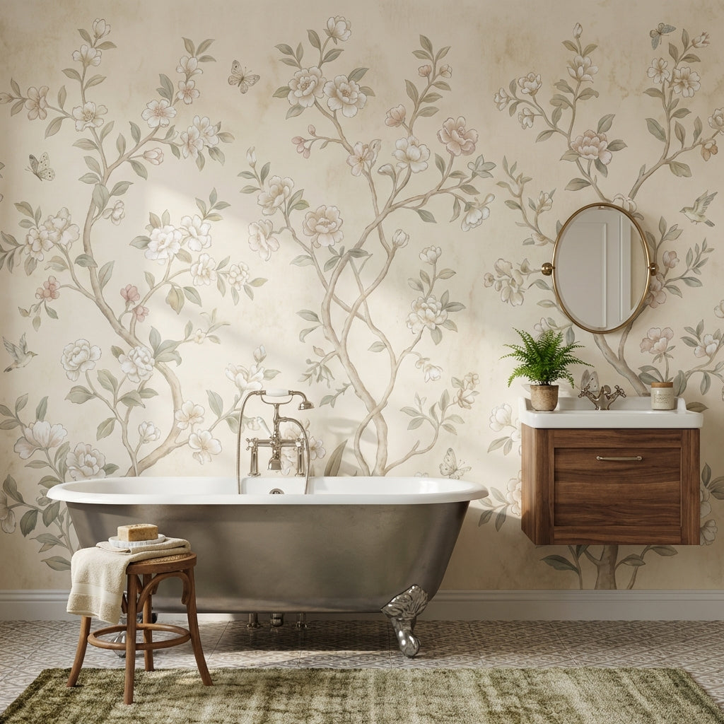 Chinoiserie Floral Wallpaper Vintage Nature Wall Mural