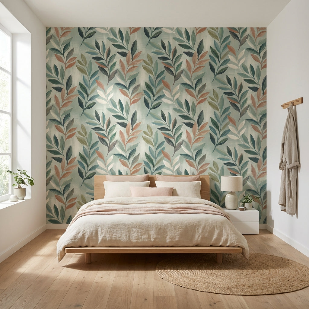 Shades Of Green Wallpaper Tropical Leaf Wall Art