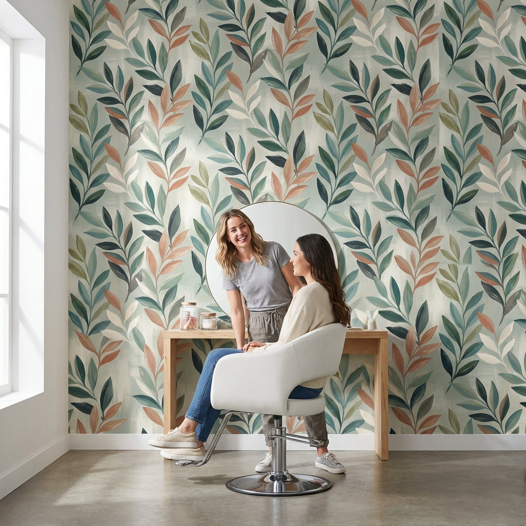 Shades Of Green Wallpaper Tropical Leaf Wall Art