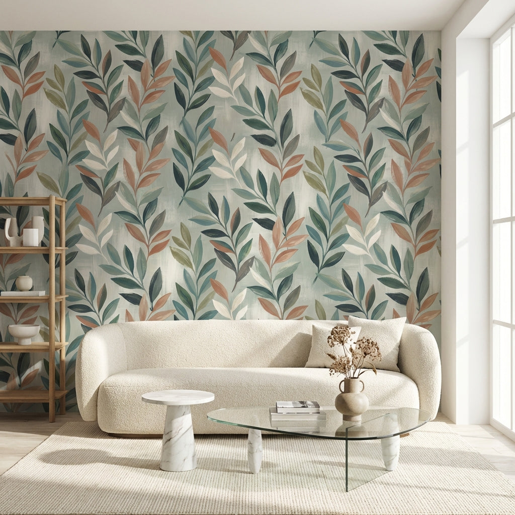 Shades Of Green Wallpaper Tropical Leaf Wall Art