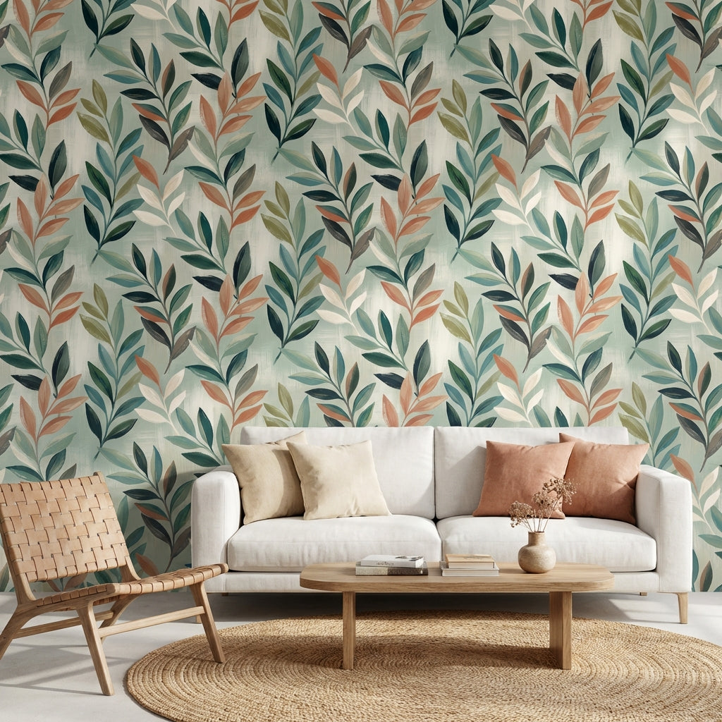 Shades Of Green Wallpaper Tropical Leaf Wall Art