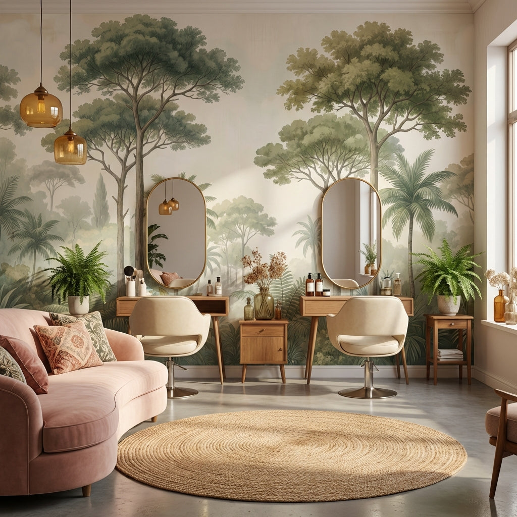 Tropical Landscape Wallpaper Vintage Greenery Wall Mural