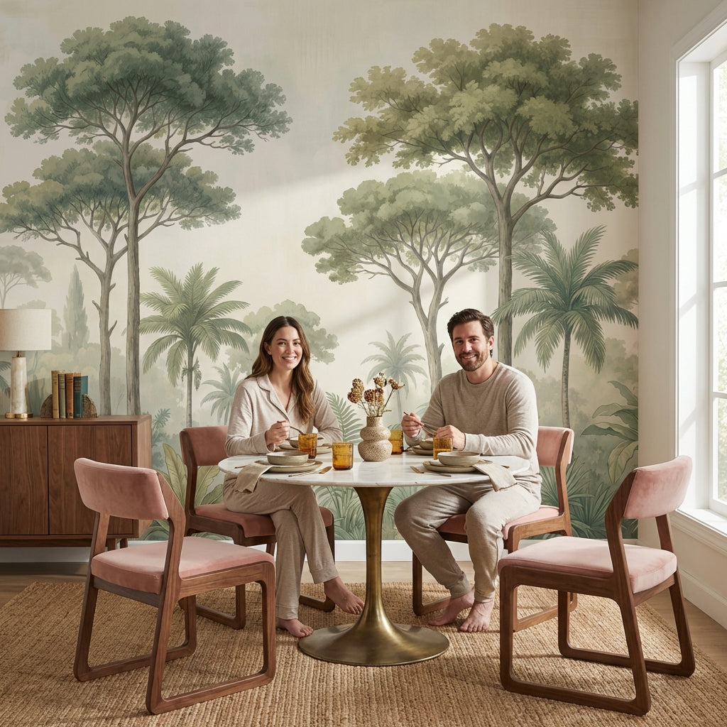 Tropical Landscape Wallpaper Vintage Greenery Wall Mural