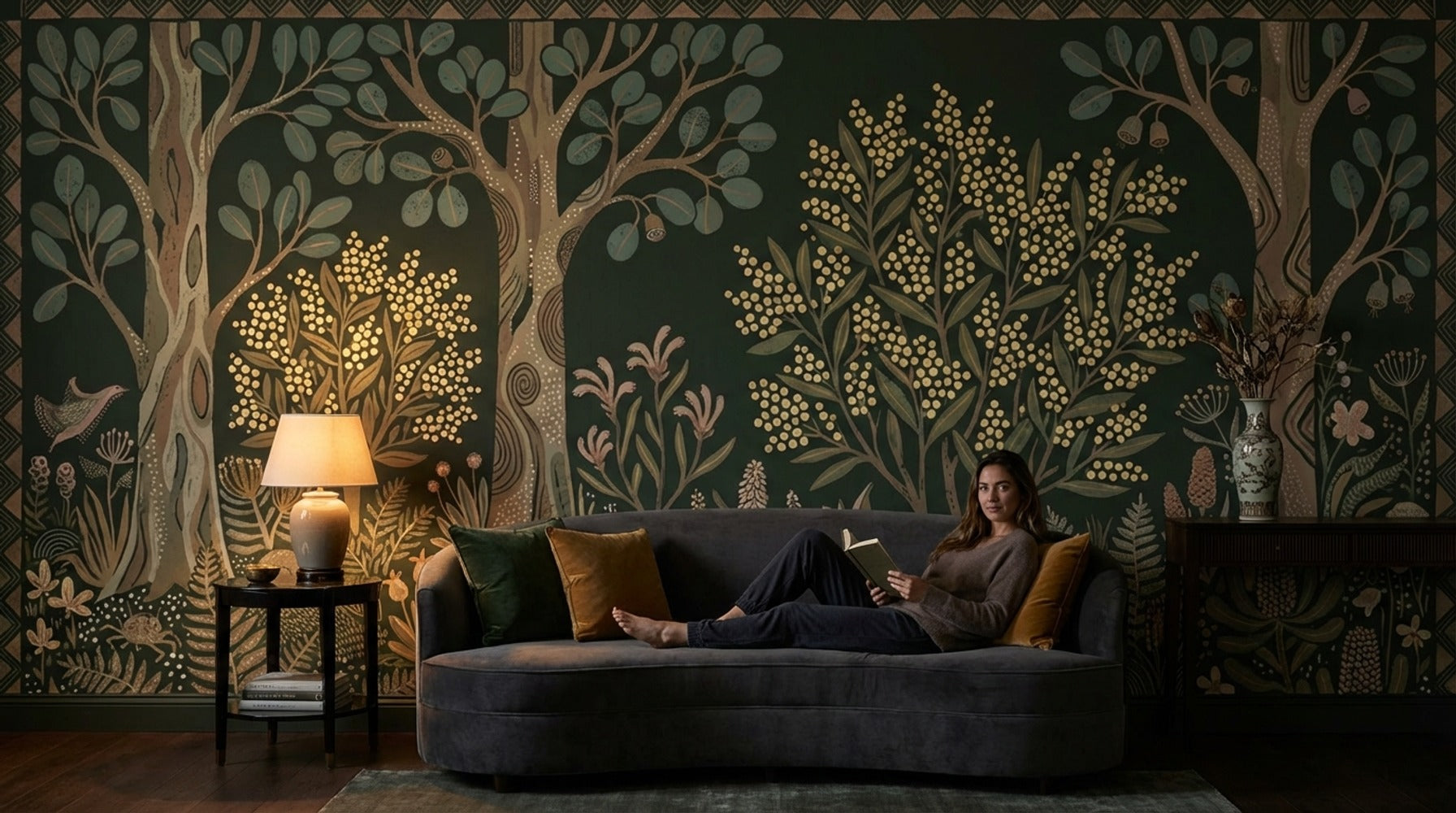 Whimsical Forest Wallpaper Vintage Nature Wall Mural