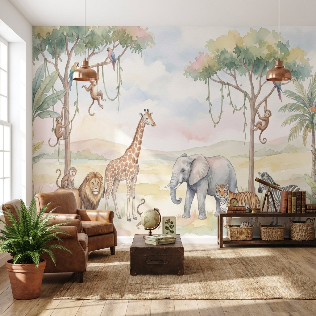 Safari Animals Wallpaper Jungle Nature Wall Mural