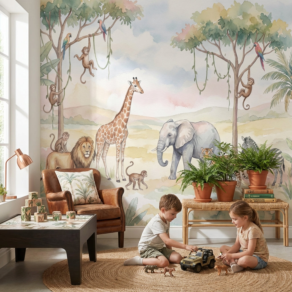 Safari Animals Wallpaper Jungle Nature Wall Mural